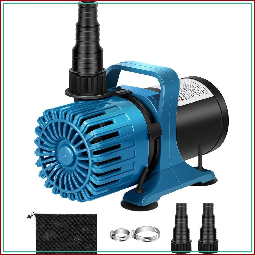 

1800 GPH Pond Pump, 14FT Lift, 100W Submersible Water Pump with 180° Rotatable Outlet, Quiet Fountain Pump for Pond, Fountain, Waterfall & Water Garden, 20FT Cord & Barrier Bag, UL Listed
