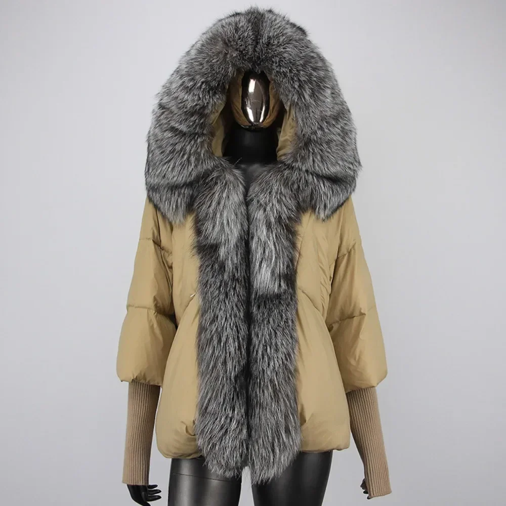 Natural Real Fox Fur Coat Woman Down Jacket Women Warm Hooded Thick Outerwear Winter Loose Oversize Duck Down Coat Streetwear