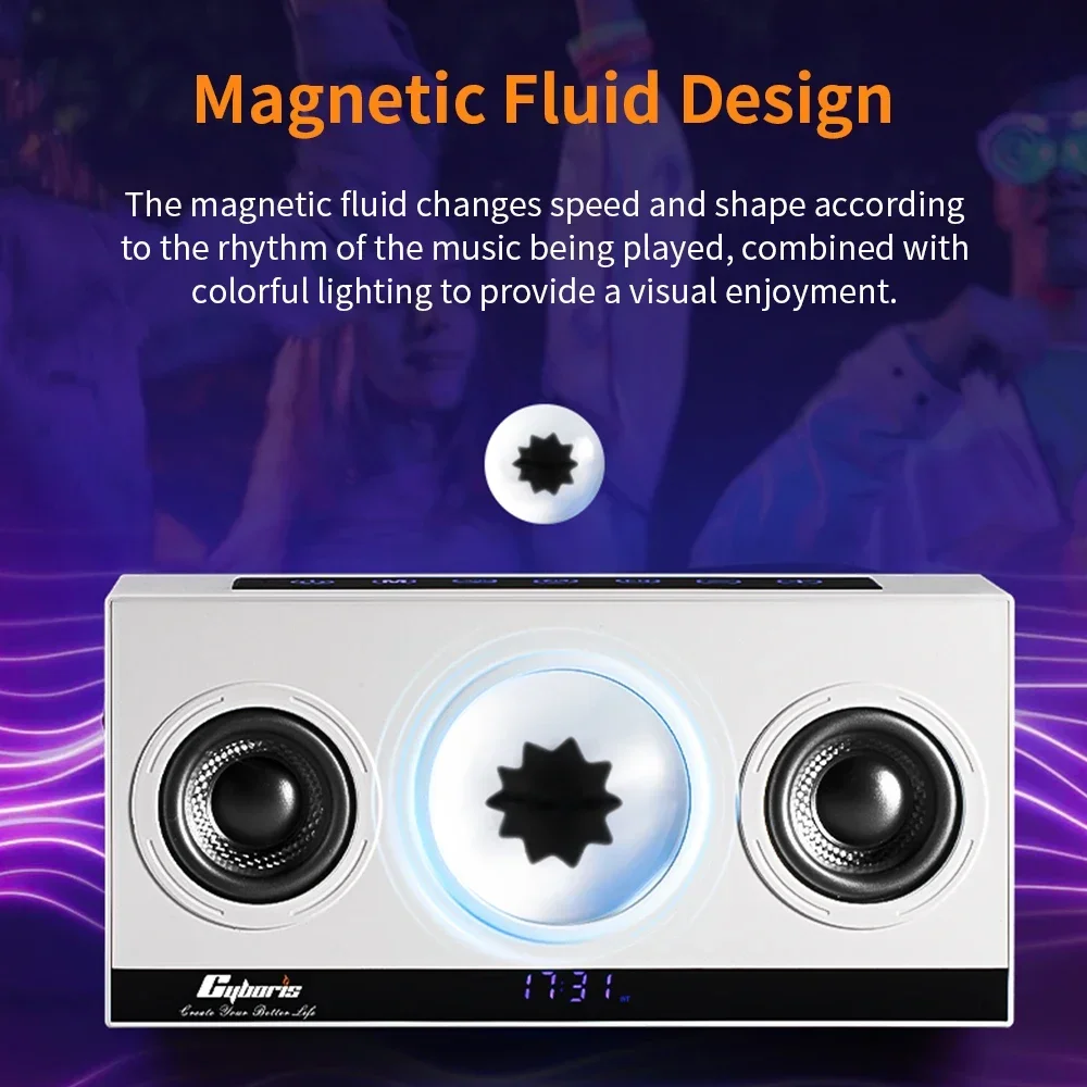 

Newly Designed Magnetic Fluid Speaker 24W Subwoofer Speakers Wireless 3D Stereo Surround Alarm Clock Boombox TWS Audio Player