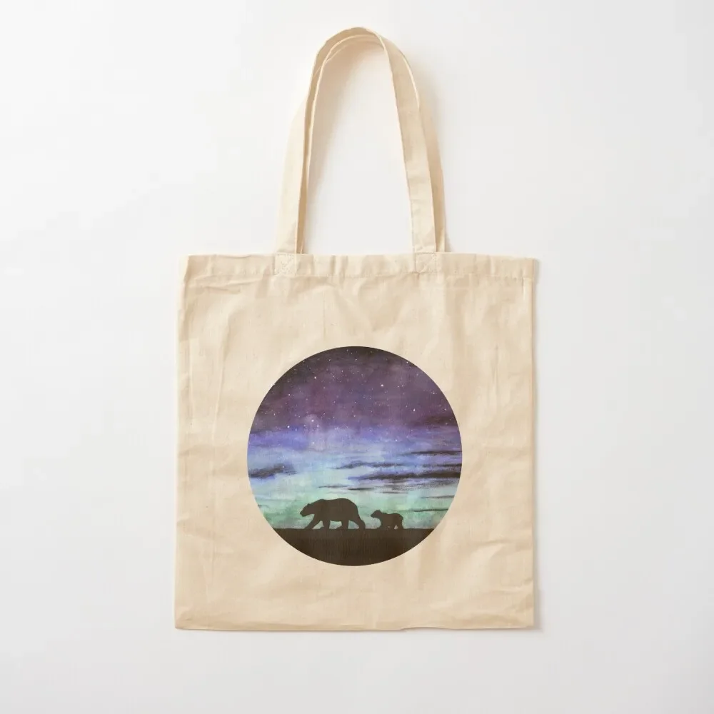 Aurora borealis and polar bears (dark version) Tote Bag Eco bag shopping bag