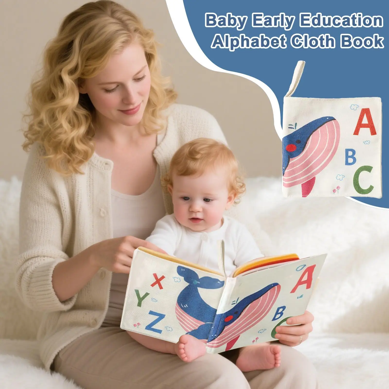 Doekboek voor peuter Alfabet Dier Cognitief Vroeg educatief Zacht boek Babyboek Speelgoed Doek Crinkle Boeken voor baby