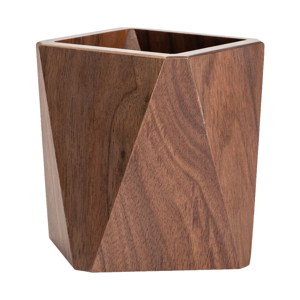 

Black Walnut Pen Holder Rhombus Shape Storage Solid Wood Penholder Container Wooden Office Creative Stationery