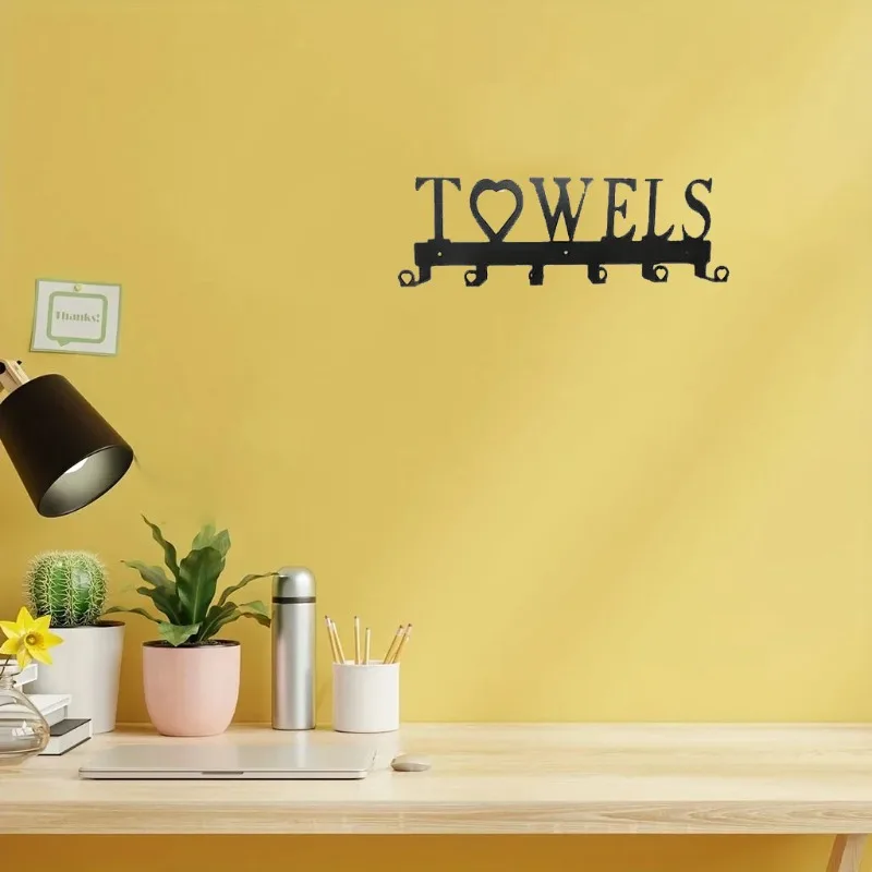 

Усовершенствованный металлический настенный крючок для полотенец, стеллаж для хранения с 6 крючками, экономит место и подходит для украшения дома.