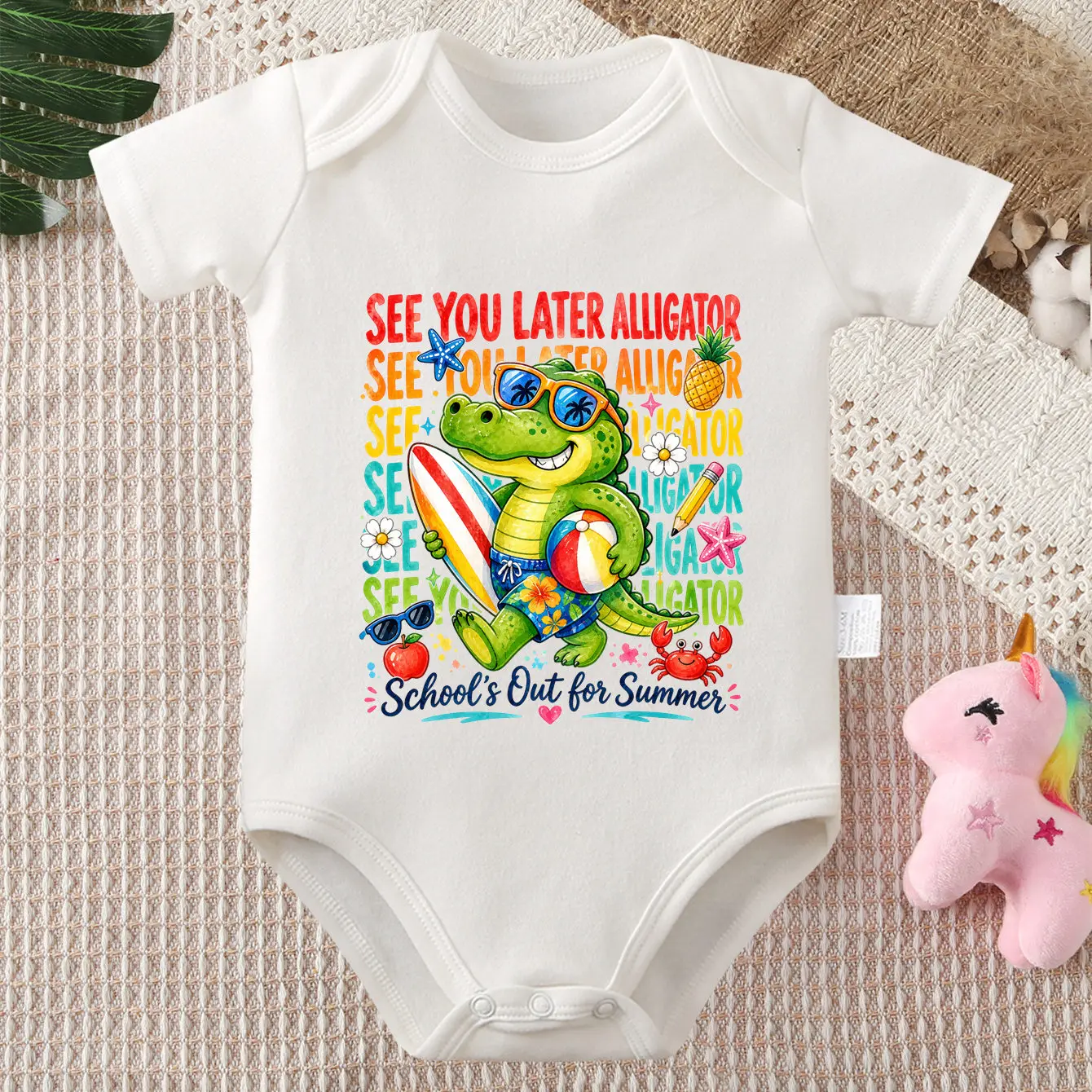 

Pure Cotton Onesie Summer Time See You Soon Baby Print Bodysuit Comfortable Cloth for Baby Jumpsuit for 0 To 12 Months Newborn