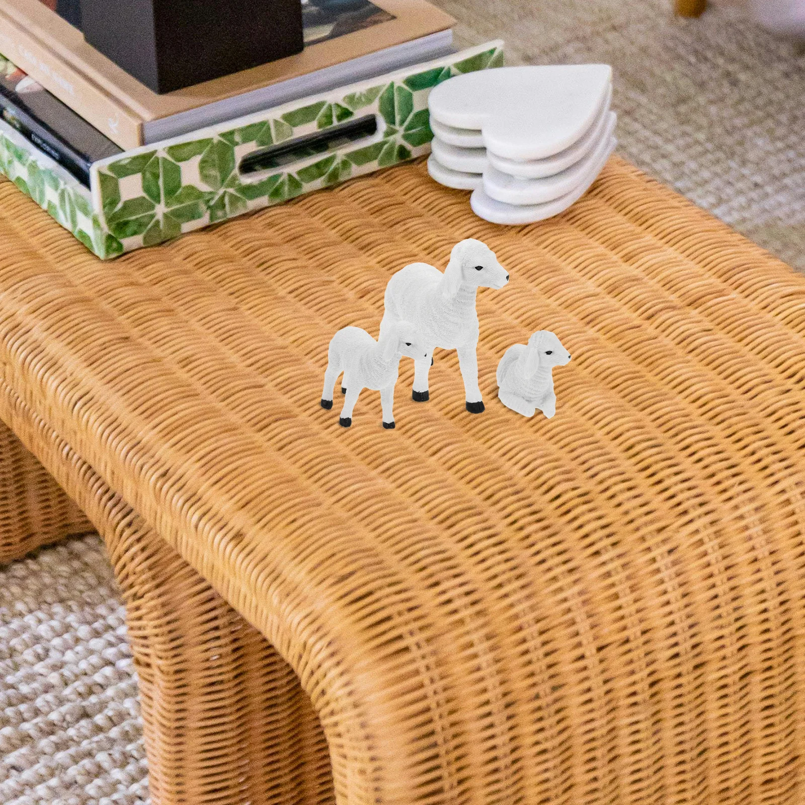 3 قطعة نابض بالحياة الراتنج الأغنام الحلي مصغرة خروف المنحوتات حديقة المنزل في الهواء الطلق ديكور الراتنج الأغنام تمثال #1