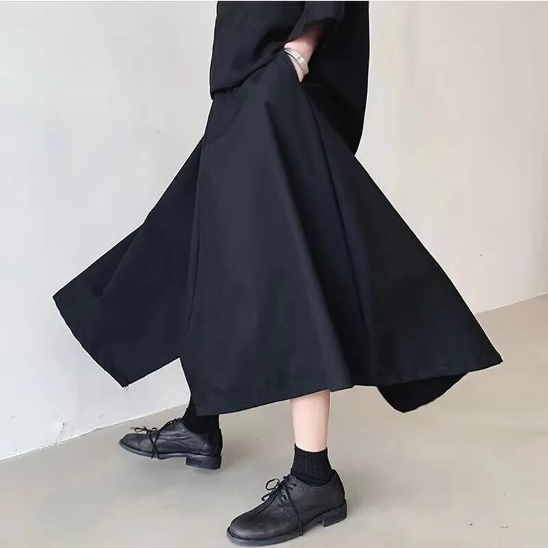 

Новые широкие весенне-летние темные брюки Harajuku, мужские уличные индивидуальные нерегулярные повседневные супер свободные брюки большого размера Seven