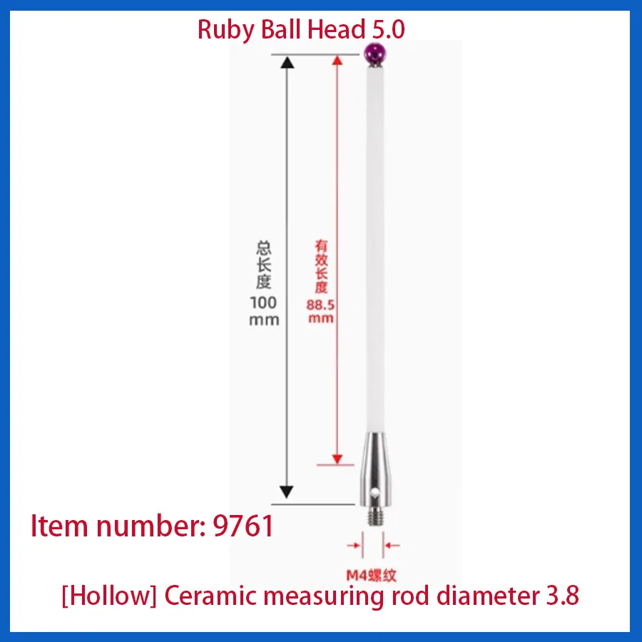 CNC machine probe dedicated M4 ruby ceramic measuring needle A-5000-3709/3712 Renishaw 6.0mm