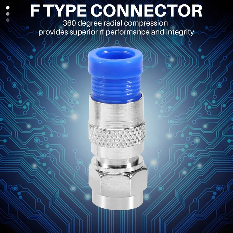 50PCS RG6 Compression Connectors Coaxial Cable Waterproof Connection F Compression Connector RG6 Coaxial Compression Tool