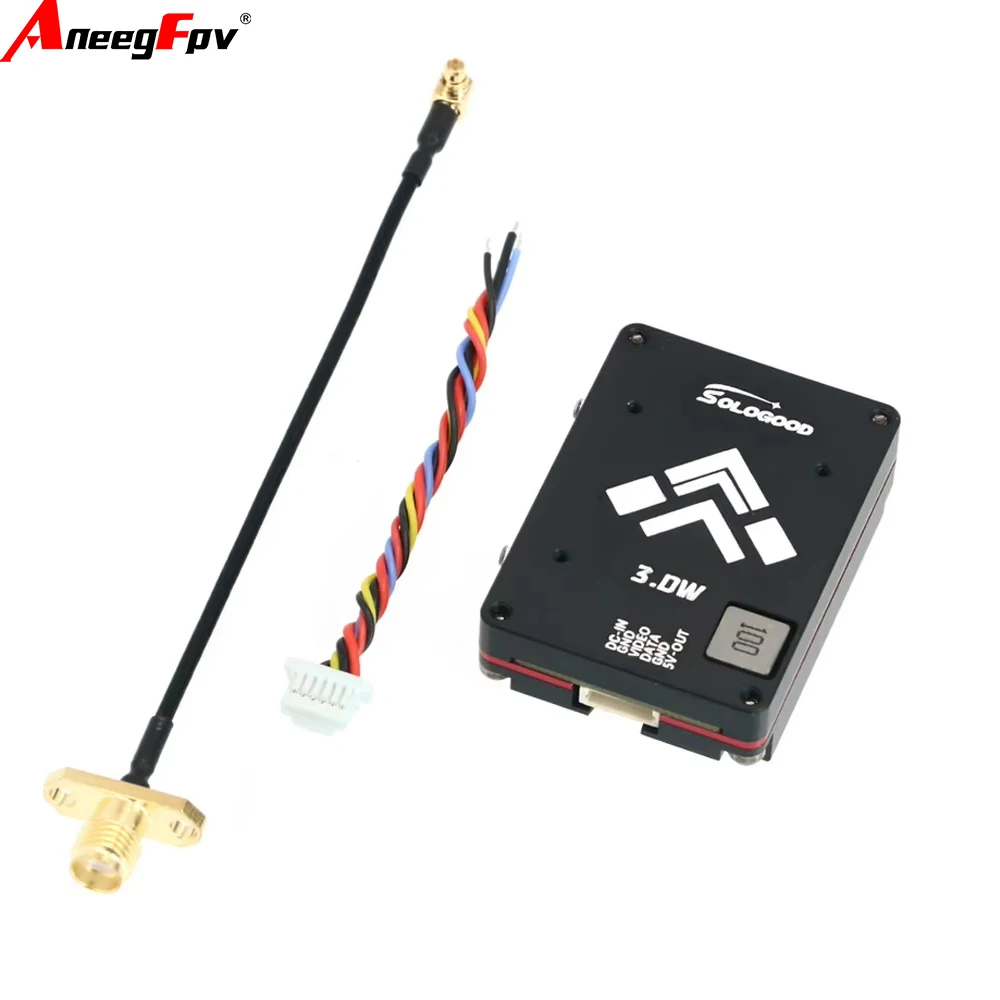 

Sologood 5.8G 64CH Long Range VTX 3W 25mW/400mW/800mW/1500mW/3000mW/Pit Mode FPV Transmitter for RC FPV Drone
