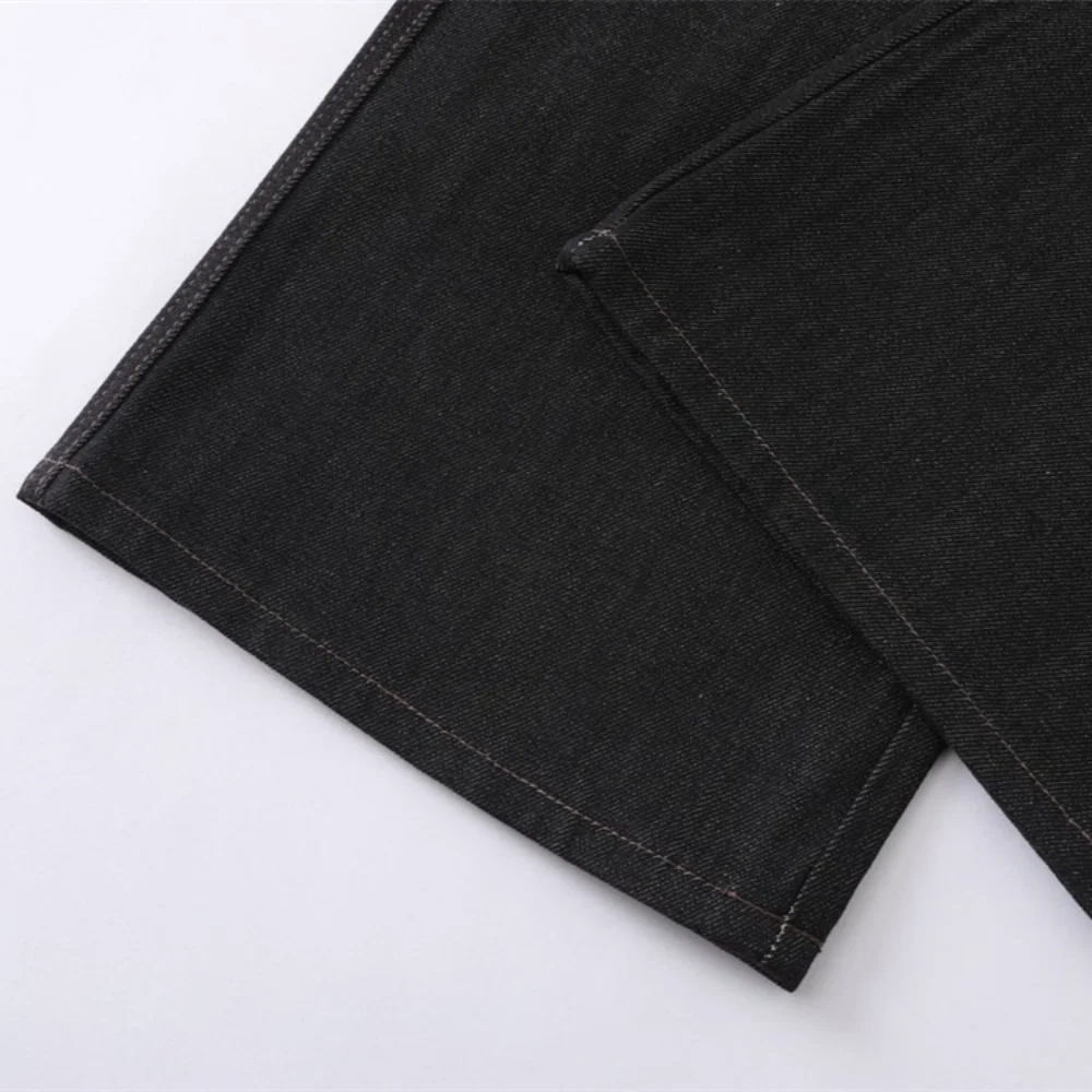 MWJLPWQ Trendy Style Diagonal Buttons Jeans Men's New American High Street Unique Loose Fit Denim Trousers 2026 Autumn 15349