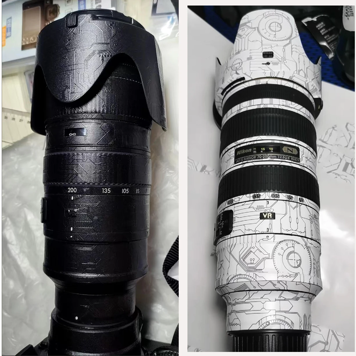 ニコン AF-S 70-200 F2.8G ED VR II用 カメラレンズステッカー コートラップフィルム ビニールデカールスキン AFS 70-200MM 2.8 GII