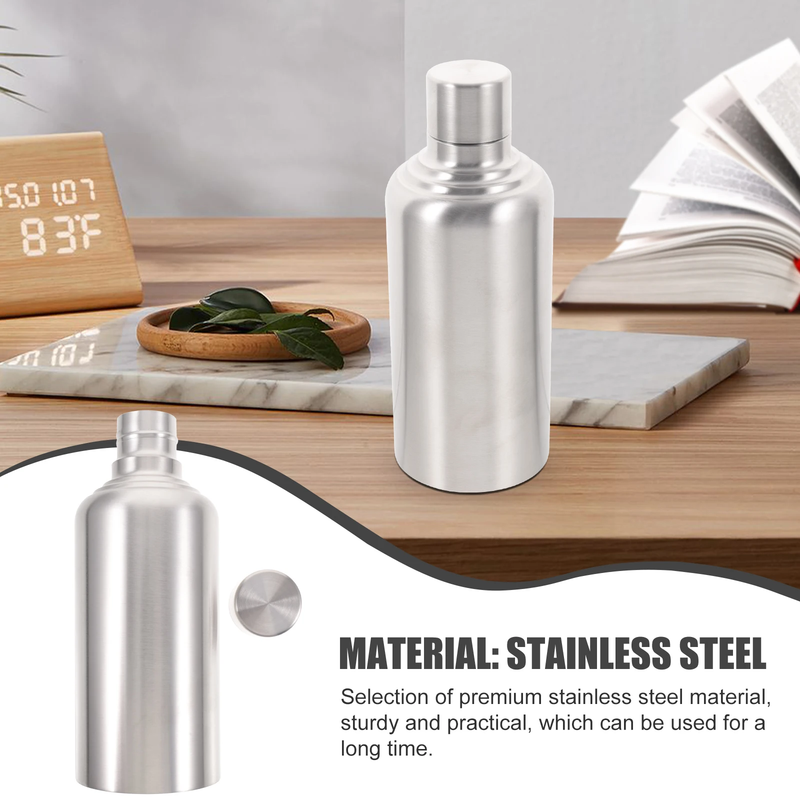 

Stainless Steel Flask Portable Lightweight Silver Canteen for Fishing Travel Camping Outdoor Activities Gifts