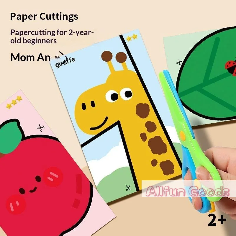 Kids DIY Paper Cutting Book Montessori Educational Handcraft Toy Safe Scissors Included For Toddlers Early Learning Activity
