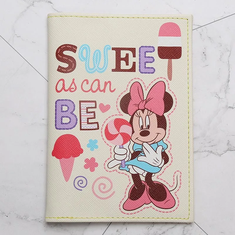 Accesorios de viaje de dibujos animados de Disney para mujer, soporte para pasaporte de princesa Mickey, funda para pasaporte de viaje, funda para