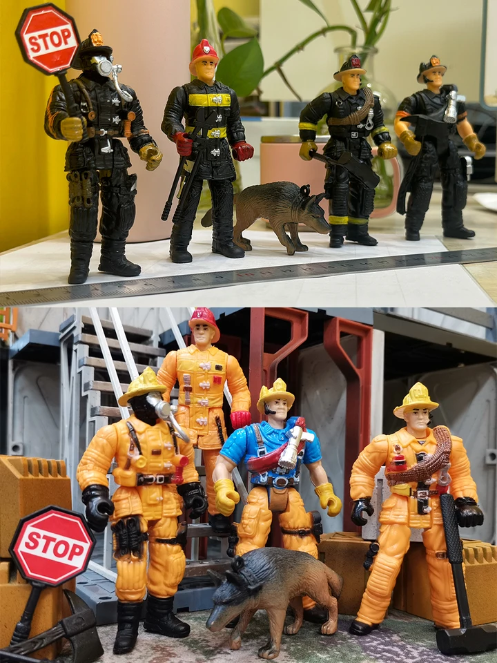 ViiKONDO Action Figure Firemen Toy Model 1/18 Scale 4pcs