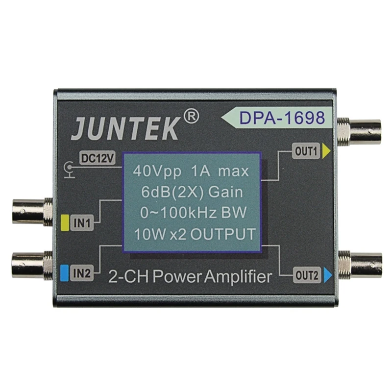 JUNTEK DPA1698 High-Power Dual-Channel DDS Signal Source Function Signal Generator Power Amplifier Set With US Plug