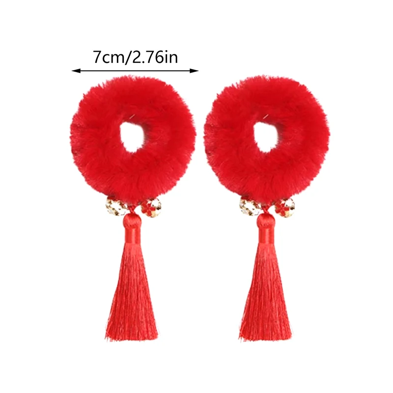 Pinzas para el pelo de imitación de piel de conejo para bebé, horquillas grandes rojas para el pelo, accesorios de Navidad y Año Nuevo, China, 2 unids/lote por par