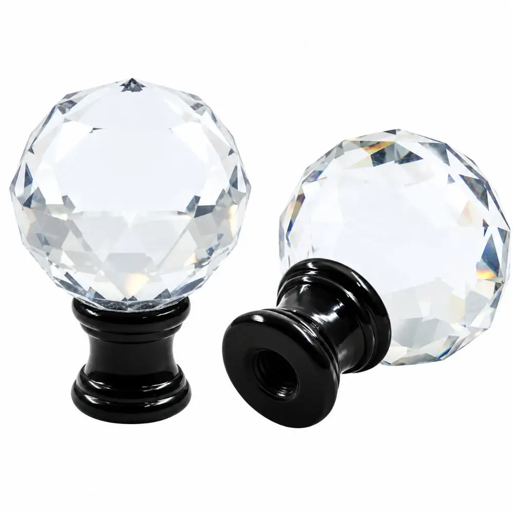 1pcs Clear Crystal Lamp Finial 1/4-27 Inch Screw Top Glass Lamp Screw Top Diamond Shape Lamp Shade Finial Home Decoration