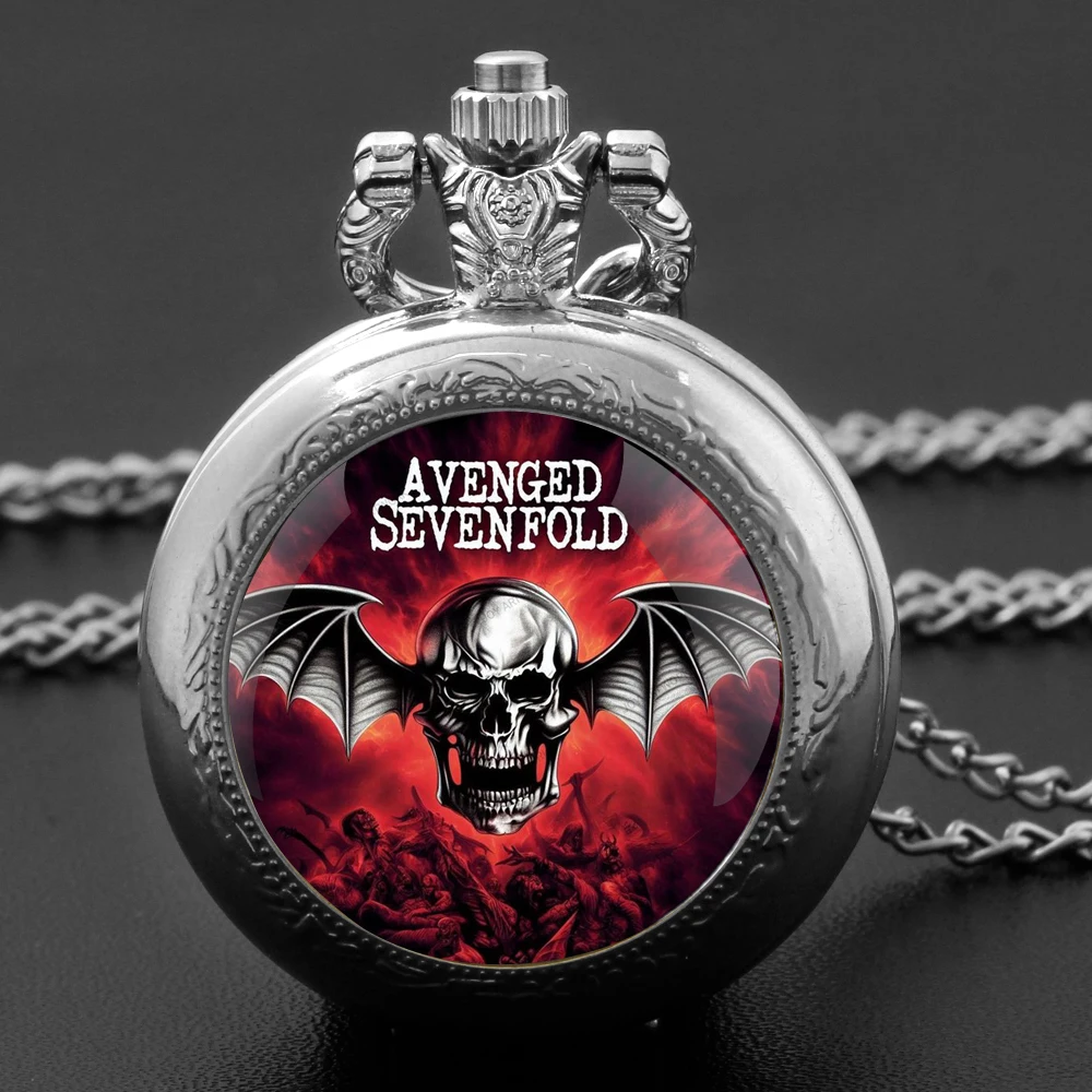 Avenged Sevenfold Design Стеклянный купол Кварцевые карманные часы Ожерелье Мужчины Женщины Уникальные ювелирные изделия Подвеска Аксессуары на день рождения Подарок
