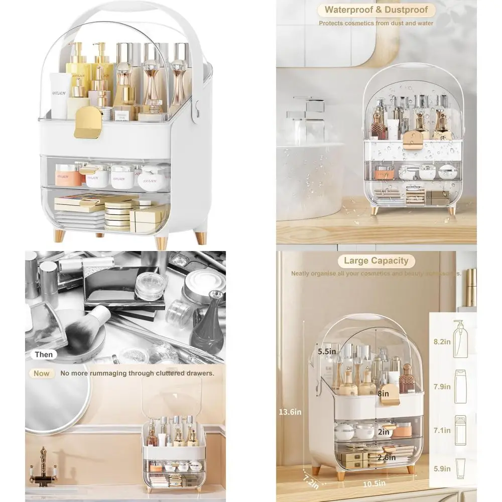 

Rose Gold Vanity Organizer: Countertop Makeup & Skincare Storage Box for Teen Girls