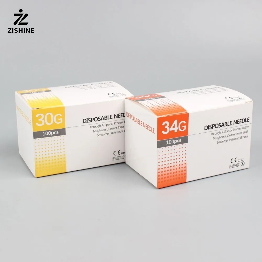 100Pcs/Box Sterile 30/32/34G Luer Lock Syring Needle 4mm 6mm 8mm 13mm 25mm Hypodermic Needle Dermal Filler Tattoo Needle view 2