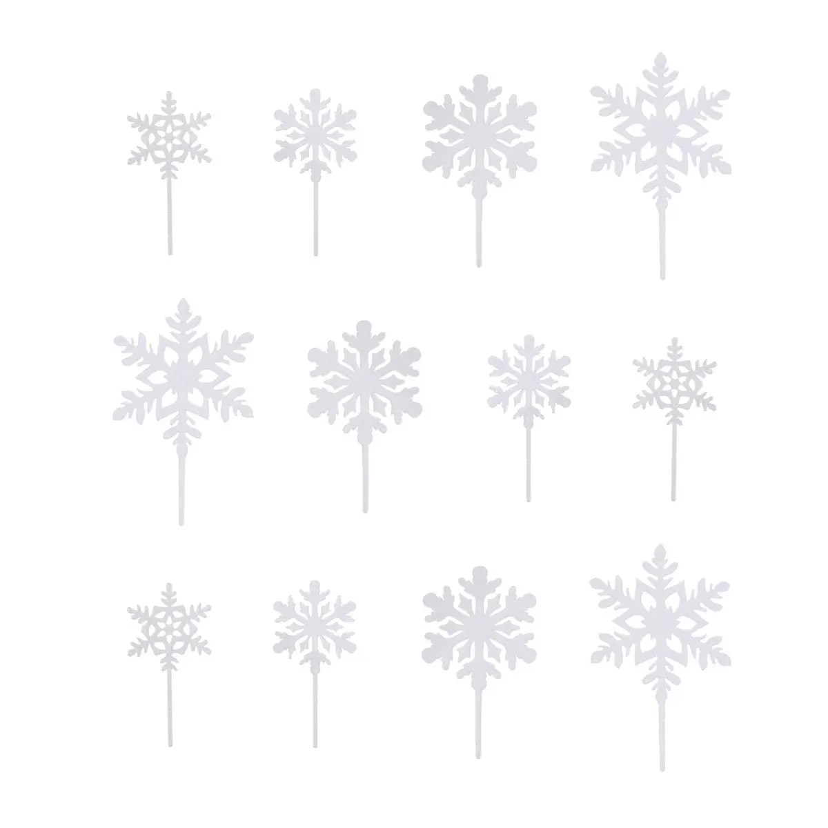 

12Pcs Snowflake Christmas Cake Decor Acrylic Cupcake Picks Party Food Toppers Christmas Holiday Decorations Snowflake Toppers