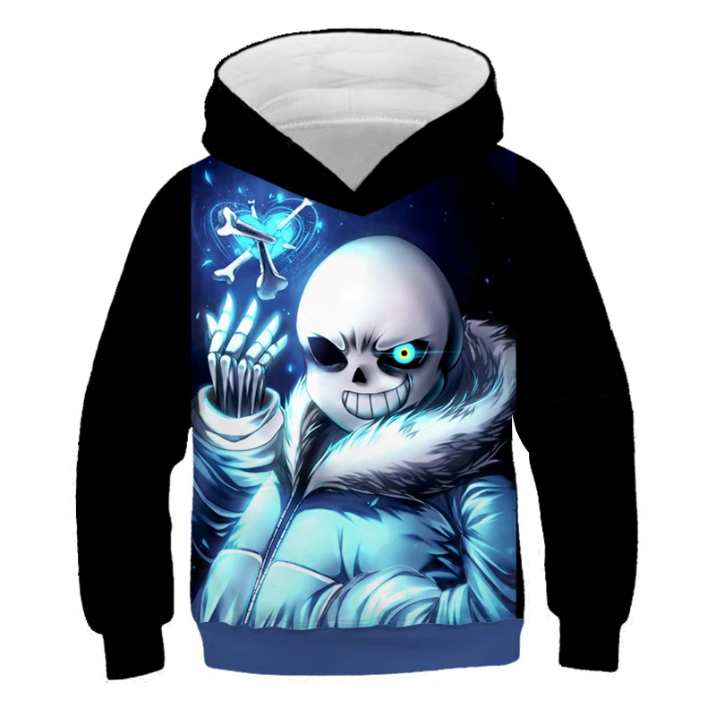 New Undertale Animation Peripheral  Printed Childrens Hooded Sweatshirt Cartoon  Skeleton Brothers Two-dimensional Boys Pullover