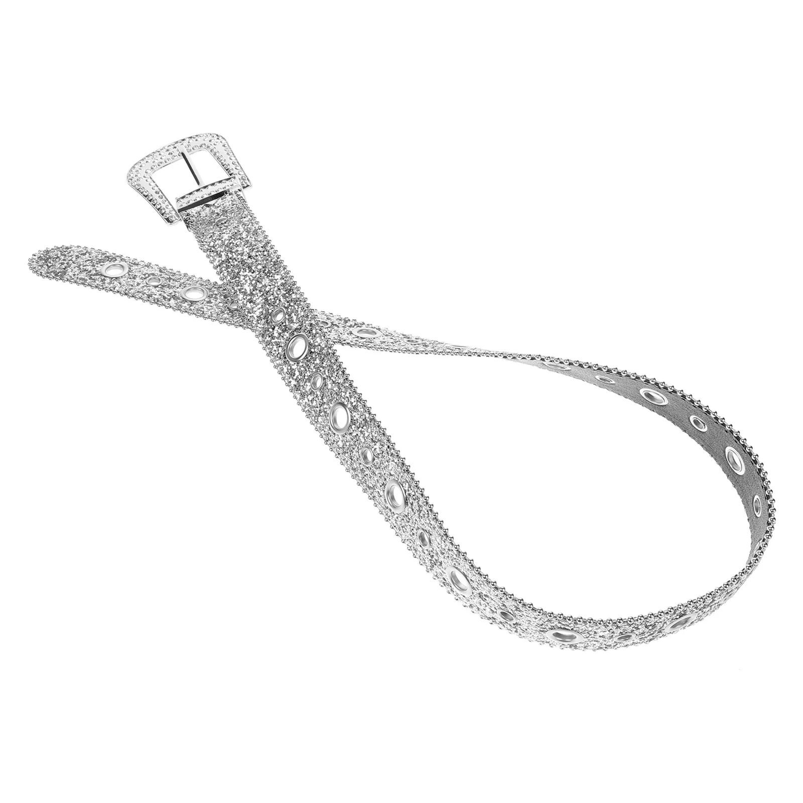 

Rhinestone Wide Belt for Women Silver Decorative Sparkly Fashion Waist Belts for Dresses Pu Belts