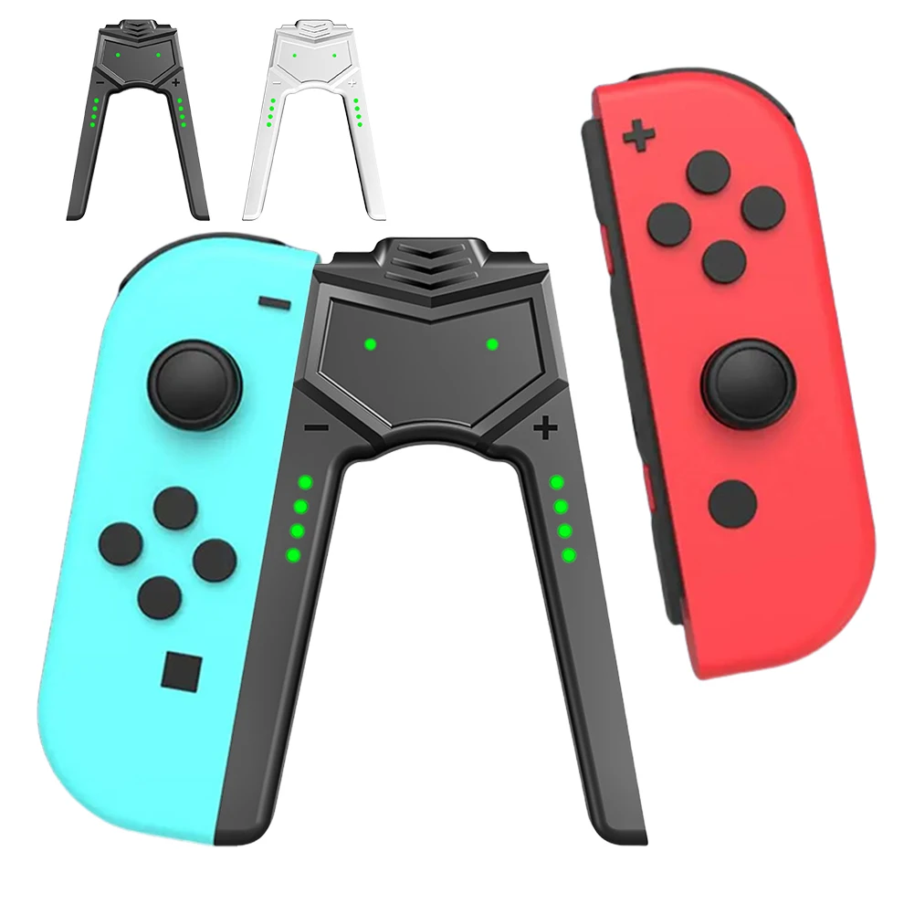 Uchwyt do gamepada do przełącznika OLED Joy-Con uchwyt do ładowania typu C przenośna ładowarka kontrolera w kształcie litery V ze wskaźnikami uchwyt ładowarki