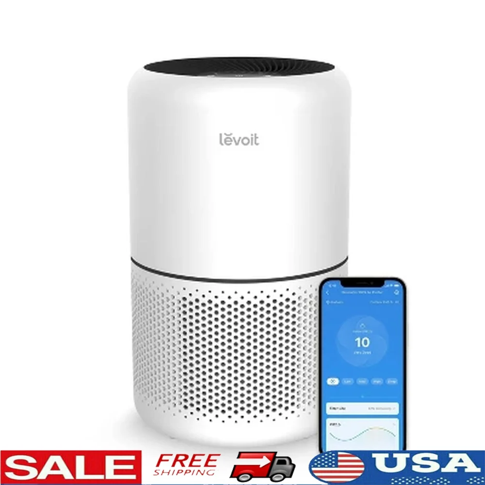 منقي الهواء الذكي 8 إعدادات، ترشيح 3 مراحل، تشغيل هادئ، غرف متوسطة مثالية، 300-500 قدم مربع، تغطية الهواء النقي في أي وقت