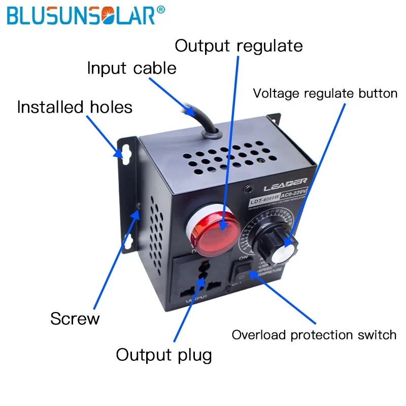 Przenośna regulacja prędkości światła regulacja napięcia ściemniacz AC 220V 4000W kompaktowy Regulator napięcia regulacja regulatora