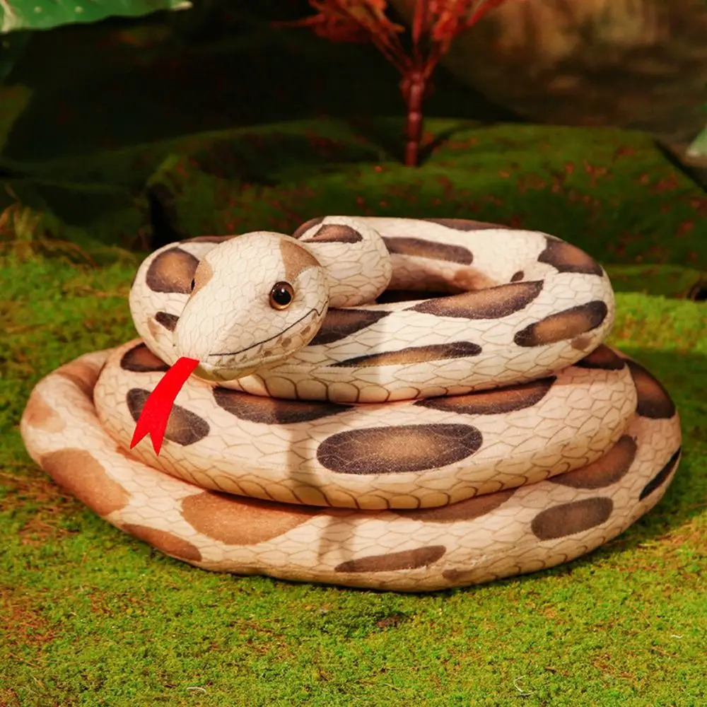 Plush Pillow Soft Simulation Snakes Plush Toy Scary Brown Snake Plushie Doll Long Green/Red Stuffed Wild Animal Home Decor