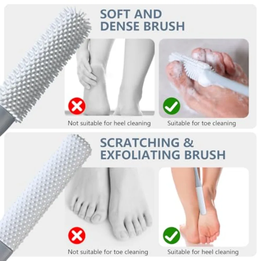4本組 長柄シリコンつま先すきすきブラシ 角質除去機能付き シャワー用 足裏洗い スクラブ 美肌ケア