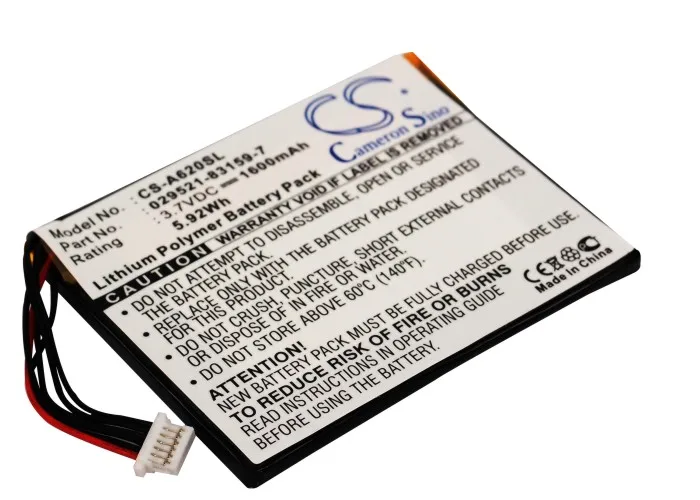 CS 1600mAh Battery For Asus Mypal A620  Mypal A620BT  Mypal A620G   Typhoon MyGuide 5500  MyGuide 5500XL