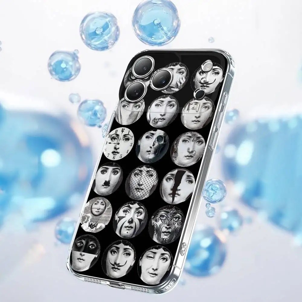 Чехол для телефона P-Piero Face Art F-FornasettiS для iPhone 17,16,15,14,13,12,11 Plus,Pro,Max,Plus,E,SE4,Air,Mini Transparent