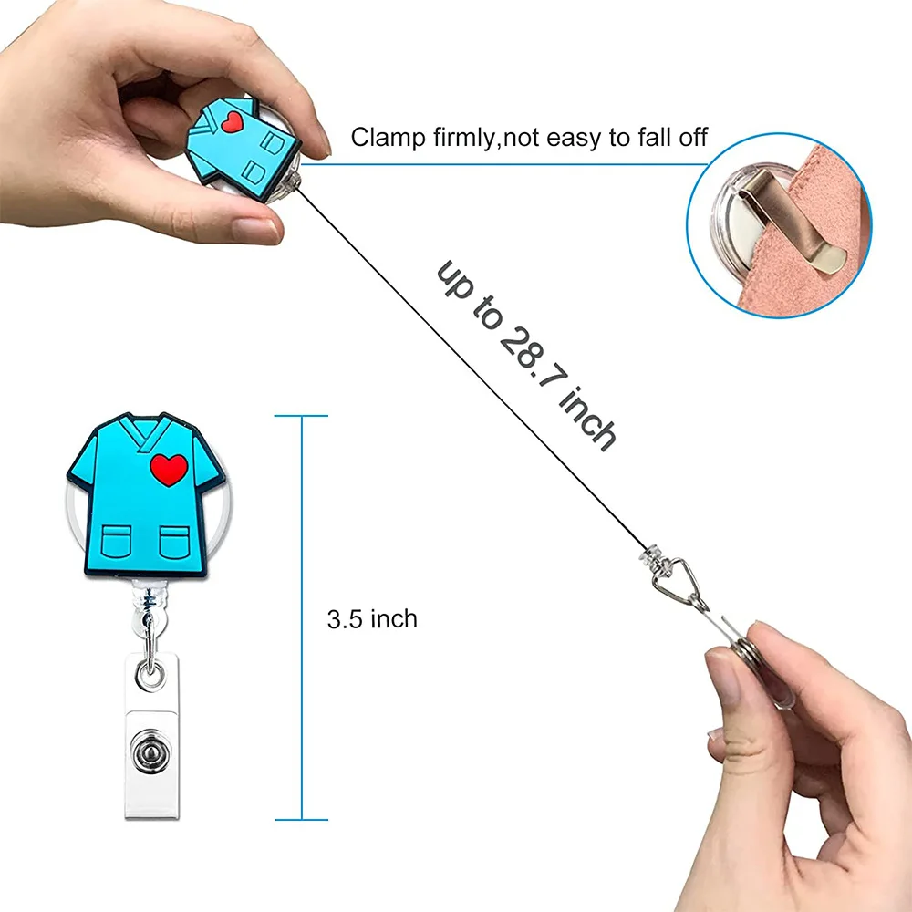 Retractable Badge Reel for Medical Workers ID Tag Nurse Exhibition Enfermera Pass Work Card Holder Badge Working Permit Clips