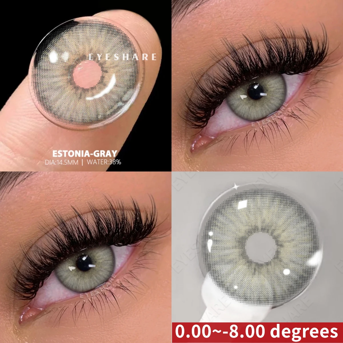 EYESHARE 1Pair Myopia Lenses Colored Contacts Lenses with Prescription  Fashion Gray Contact Lenses Brown Eyes Lens With Degree