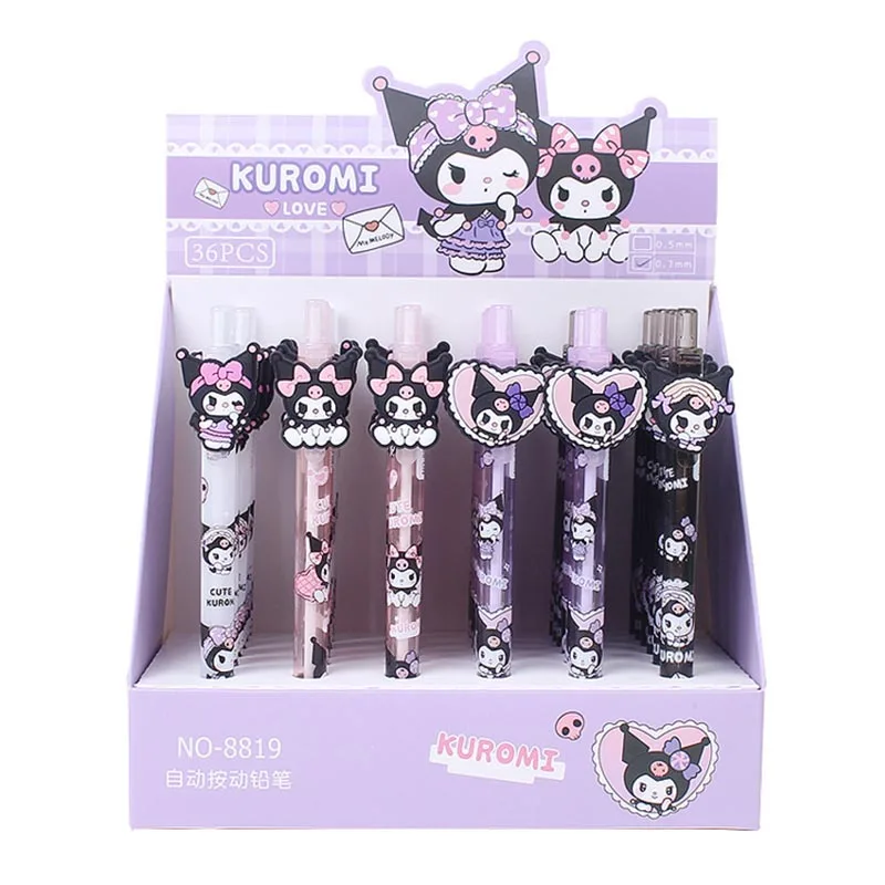 36pcs/lot Sanrio Kuromi Mechanical Pencil Kawaii 0.5/0.7MM Drawing Writing Automatic Pen School Supplies