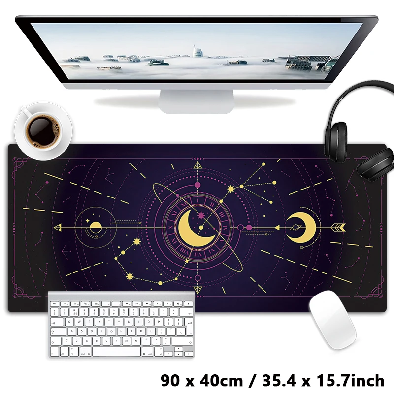 Pink Cute Moon Star Divination Zodiac Astrological Sign Table Mat Zodiacal Constellations Mouse Pad Keyboard Carpet Desktop Mat