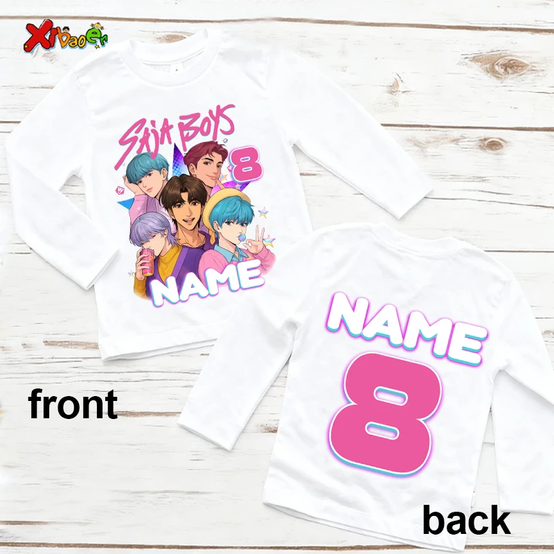 Kpop Saja بنين عيد ميلاد فتاة قميص 7th عيد ميلاد الزي تي شيرت الاطفال مطابقة وتتسابق عيد ميلاد الفتيان تي شيرت الفتيات قمصان 6th 5th