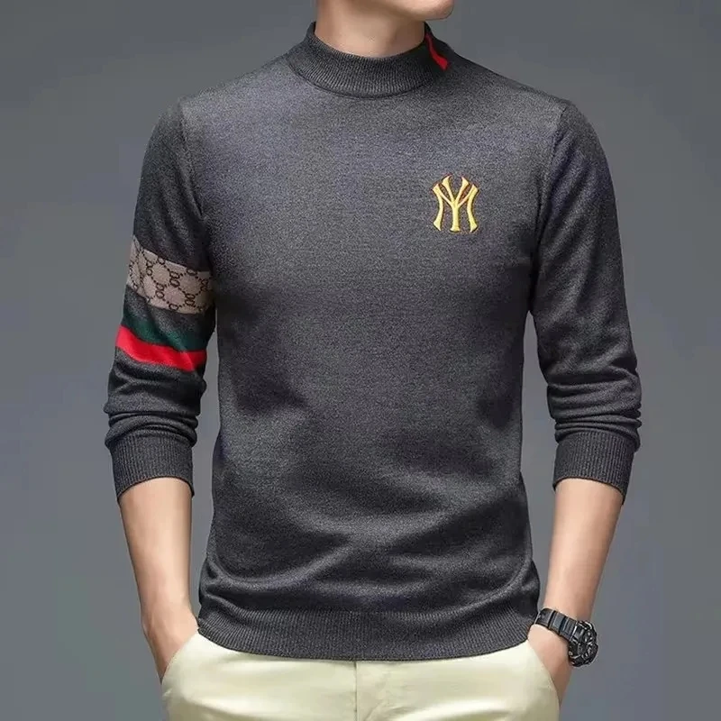 

High end brand men's round neck knitted sweater autumn winter fashion hot selling boutique embroidery high-quality top pullover
