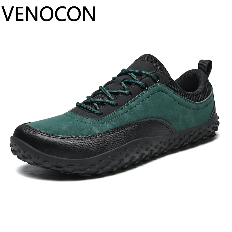VENOCON Barefoot Minimalist Extra Ball Wide Nose Toe Box Fabric Leather Upper Light Hiking Trail Shoes Sneaker For Man Men Women