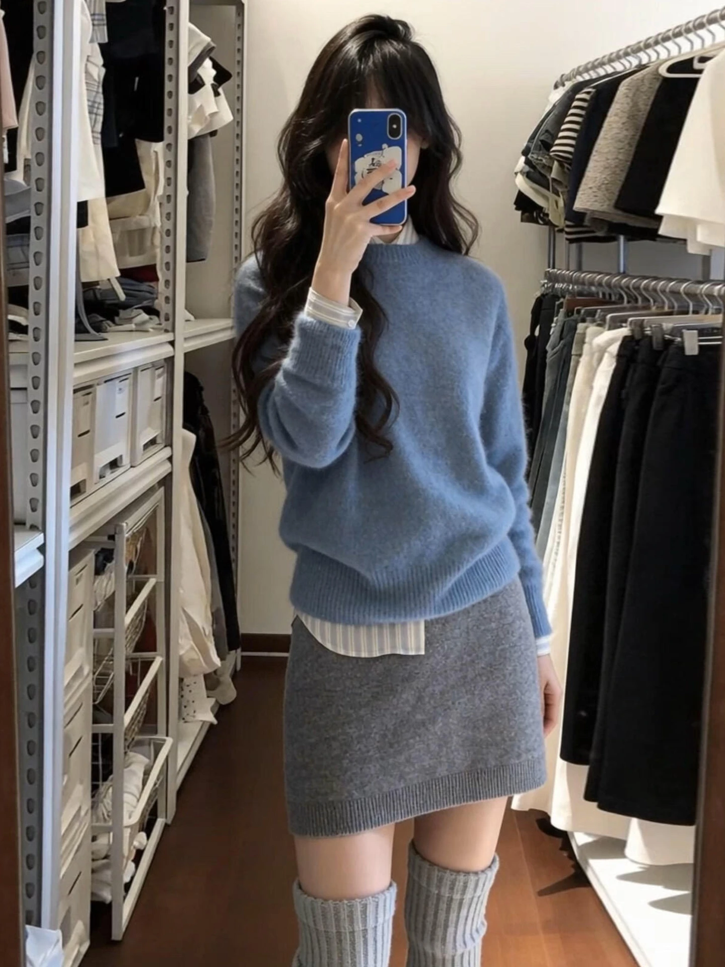 

Spring 2026 Women's Korean Striped Long Sve irt Design Sensation Commute Inner Wear Personali Top Sweet Sle Loose Fit