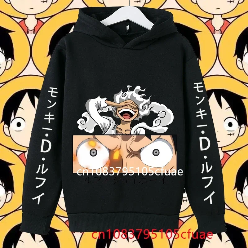 

MONKEY D LUFFY Clothing Casual Hooded Kids Girl Streetwear Male Cartoon One Piece Pullover Spring Autumn Boy Fashion Hoodie