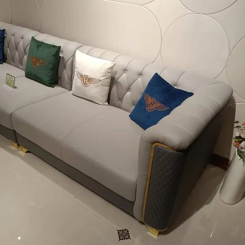 Modern Light Luxury Leather Sofa Set High End Corner Sectional Furniture for Living Room Contemporary Design Comfortable