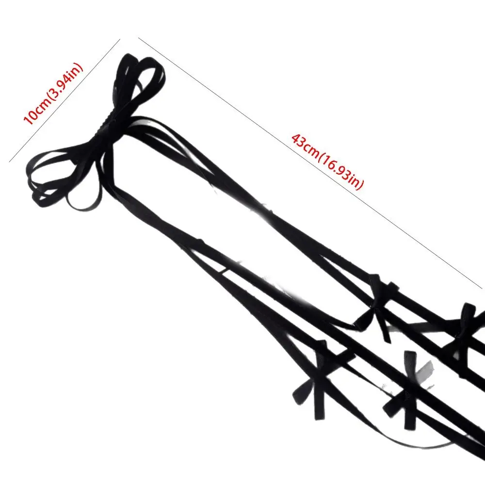 الرجعية شرابة Balletcore القوس دبوس الشعر Harajuku الباليه نمط طويل الشريط القوس مشبك شعر رباط شعر الأسود Bowknot المشابك فتاة #6