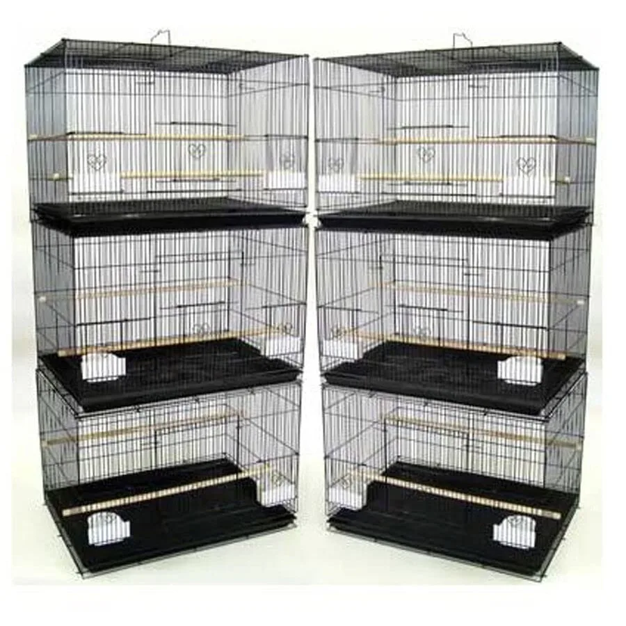 Lote de 6 Jaulas Transportadoras para Pájaros de Cría, para Periquitos, Canarios, Pinzones, Loros, de Metal Gris, Diseño Portátil y Ventilado para un Viaje Seguro