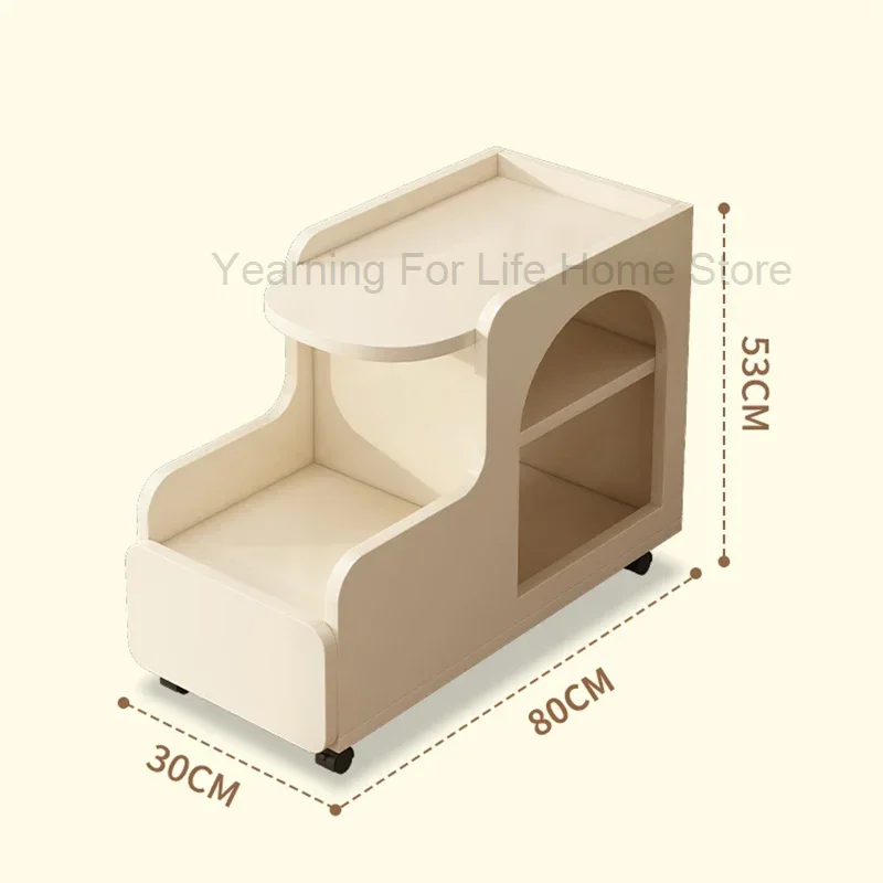 Crèmestijl Mobiele Zijkast Klein Rollend Decoratief Accentstuk Lichtgewicht Tafeltafel Bureaus Koffie Tabla Madera Meubels