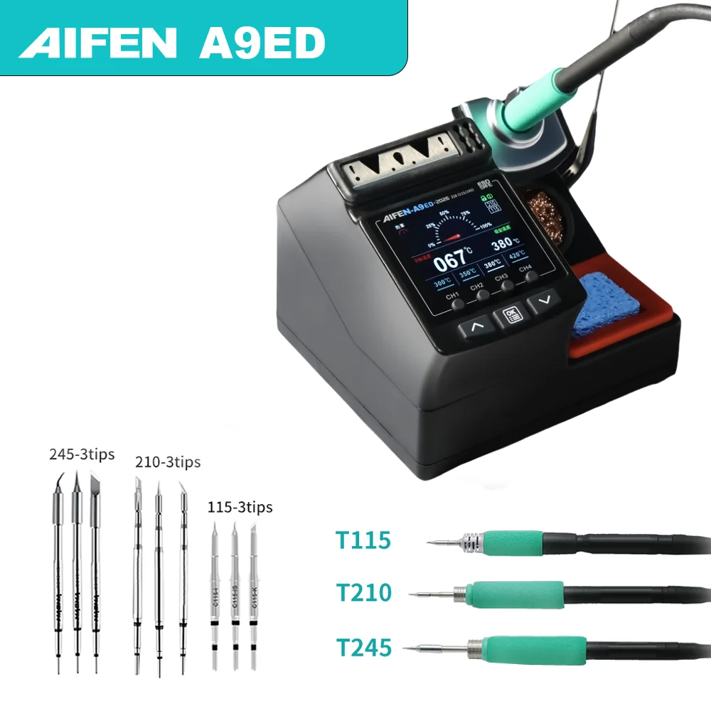 AIFEN A9ED Soldeerstation 180W Vermogen Elektronisch Lassen met C210 C245 Soldeerbout Handvat soldeerbout Telefoon Reparatie