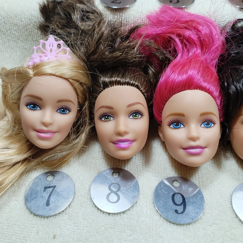 B20-23 Original Foreign Trade European Beauty1/6 OOAK NUDE Doll Head Mussed White Curly Hair for DIY Soft PVC Head  90%NEW B